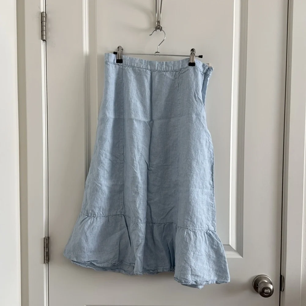 Aritzia Wilfred 100% Linen Top & Skirt Set - Blue (L)